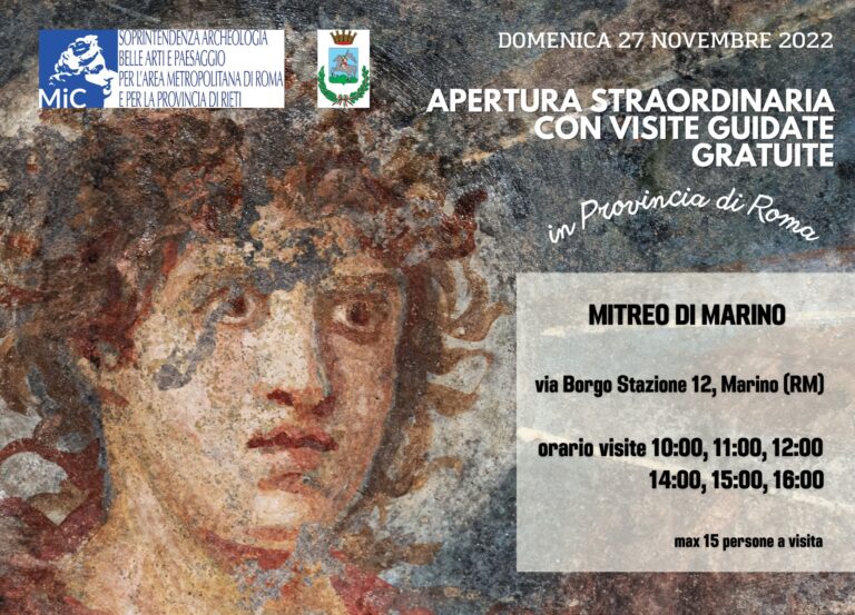 Apertura straordinaria dei luoghi della cultura della Soprintendenza Palazzo Patrizi Clementi di Roma e Mitreo di Marino 26-27 novembre 2022
