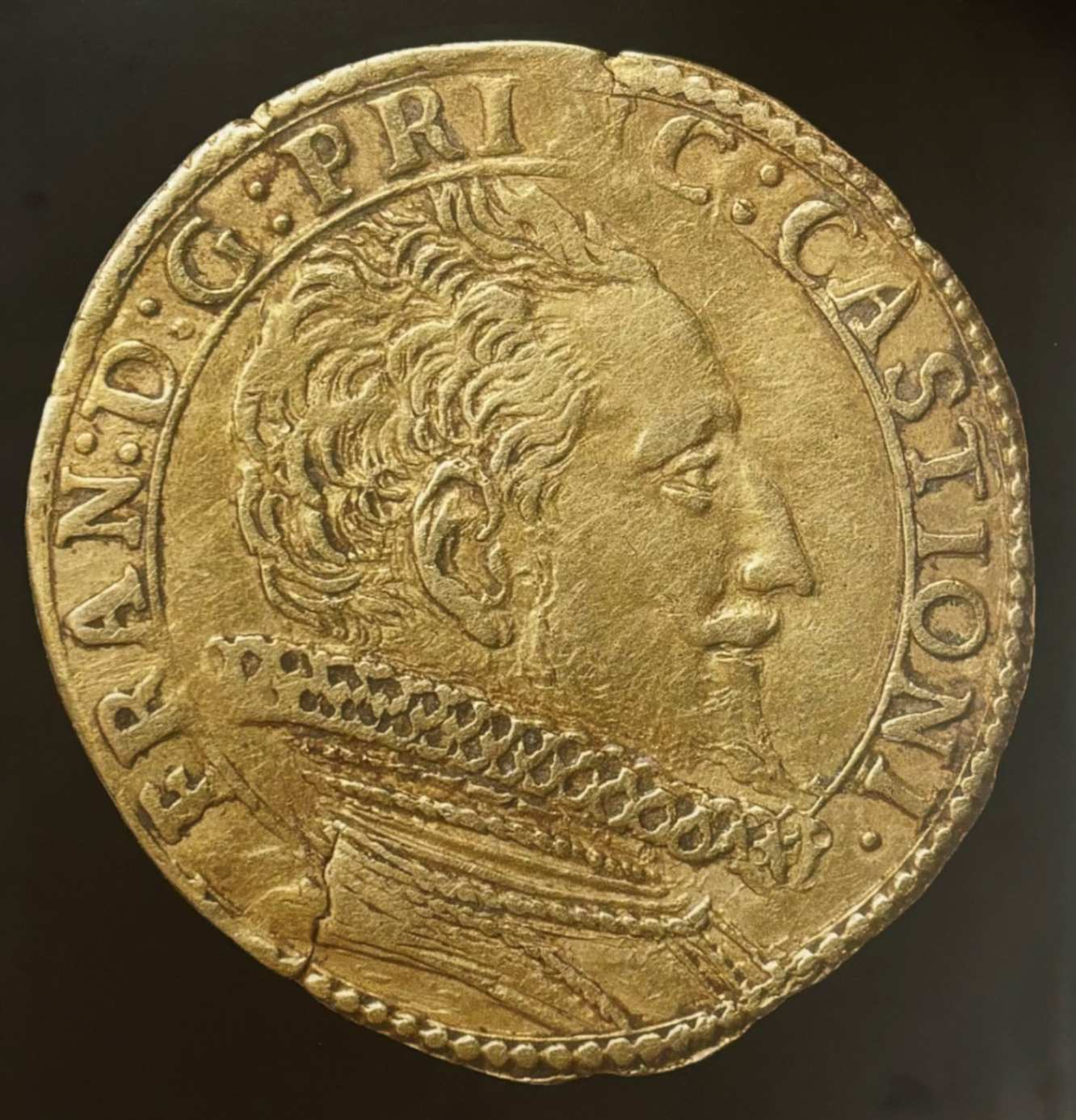 ducato o mezza doppia del principe Francesco Gonzaga di Castiglione delle Stiviere, 1609-1616 (dritto)