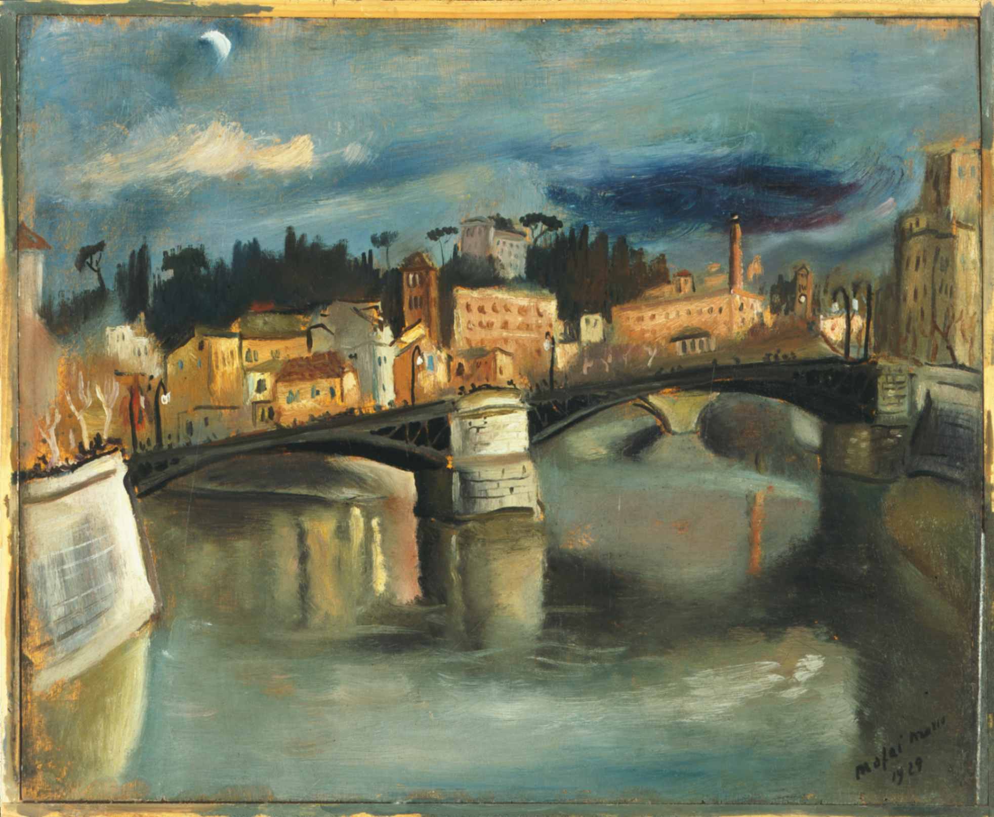 Mario Mafai, Tramonto sul lungotevere,1929 olio su compensato, cm 41,3x50,8 Photo: Studio Vandrasch Courtesy Collezione Giuseppe Iannaccone, Milano