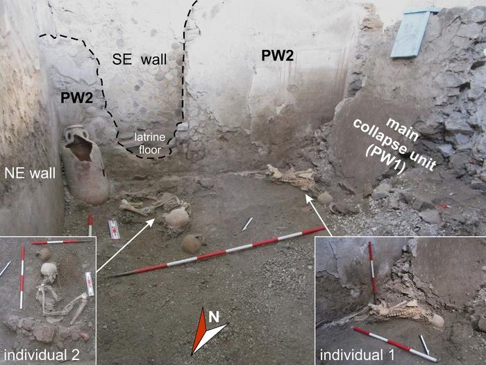 Location of the skeletons found in room A. Image: Pompeii Archaeological Park